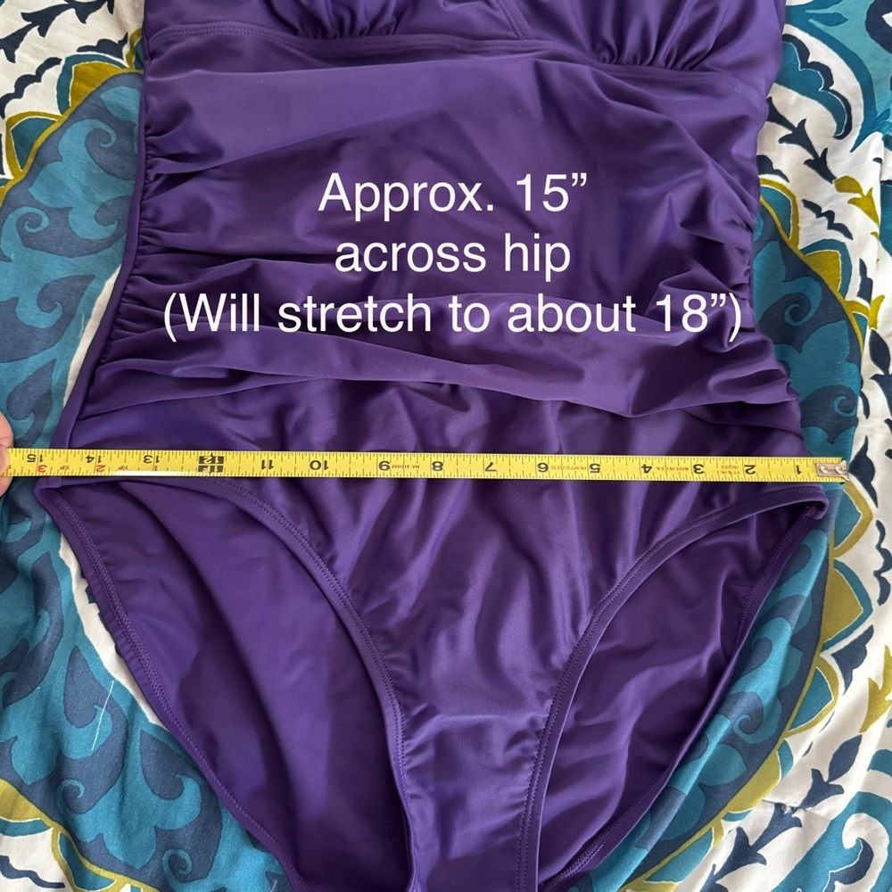 Swim Suit, One piece, X-back straps, purple - Picture 7 of 9
